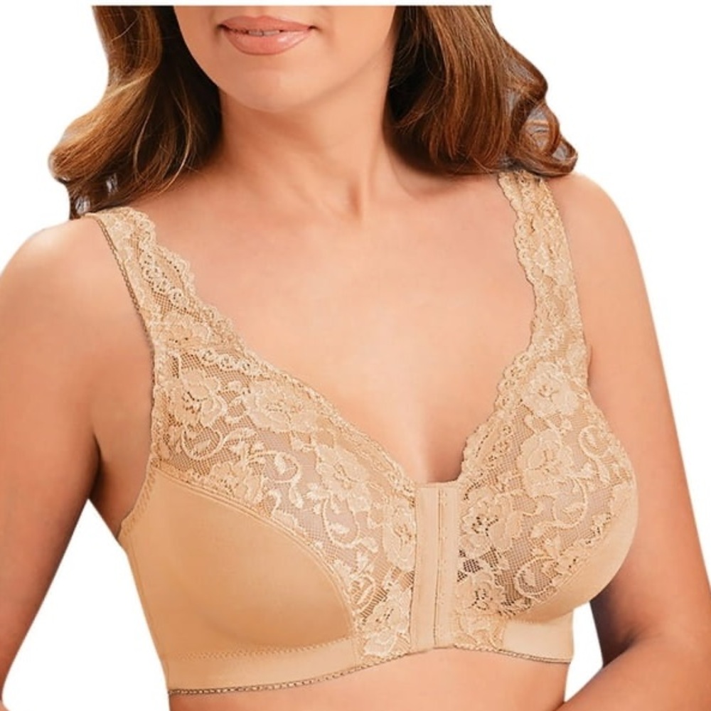 NWT NulaLift Nude Lace Front-Closure Posture/Support Bra, Women's 2XL
